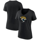 Jacksonville Jaguars Women's Logo Team Lockup V-Neck T-Shirt Black - NFL