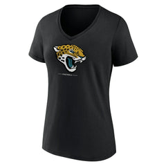 Jacksonville Jaguars Women's Logo Team Lockup V-Neck T-Shirt Black - NFL