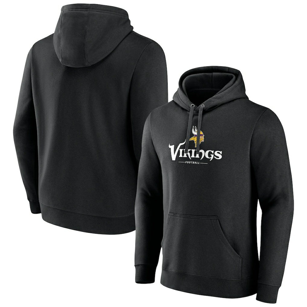 Minnesota Vikings Primary Logo Team Lockup Fitted Pullover Hoodie Black - NFL