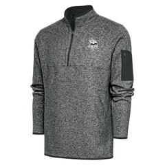 Minnesota Vikings Antigua Metallic Logo Fortune Quarter-Zip Jacket Heather Charcoal - NFL