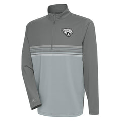 Jacksonville Jaguars Antigua Metallic Logo Pace Quarter-Zip Pullover Top Steel - NFL