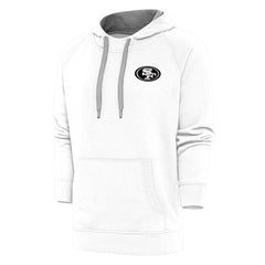 San Francisco 49ers Antigua Metallic Logo Victory Pullover Hoodie White - NFL