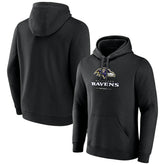 Baltimore Ravens Logo Team Lockup Fitted Pullover Hoodie Black - NFL