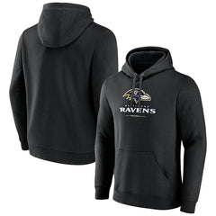 Baltimore Ravens Logo Team Lockup Fitted Pullover Hoodie Black - NFL