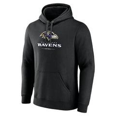 Baltimore Ravens Logo Team Lockup Fitted Pullover Hoodie Black - NFL