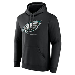 Philadelphia Eagles Logo Team Lockup Fitted Pullover Hoodie Black - NFL