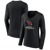 Arizona Cardinals Women's Logo Team Lockup Long Sleeve V-Neck T-Shirt Black - NFL