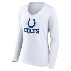 Indianapolis Colts Women's Logo Team Lockup Long Sleeve V-Neck T-Shirt White - NFL