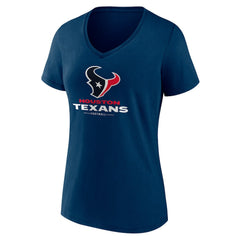 Houston Texans Women's Logo Team Lockup V-Neck T-Shirt Navy - NFL