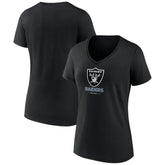 Las Vegas Raiders Women's Logo Team Lockup V-Neck T-Shirt Black - NFL