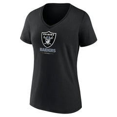 Las Vegas Raiders Women's Logo Team Lockup V-Neck T-Shirt Black - NFL