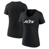 New York Jets Women's Logo Team Lockup V-Neck T-Shirt Black - NFL