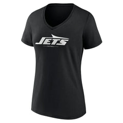 New York Jets Women's Logo Team Lockup V-Neck T-Shirt Black - NFL