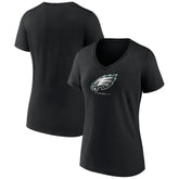 Philadelphia Eagles Women's Logo Team Lockup V-Neck T-Shirt Black - NFL