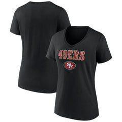 San Francisco 49ers Women's Logo Team Lockup V-Neck T-Shirt Black - NFL