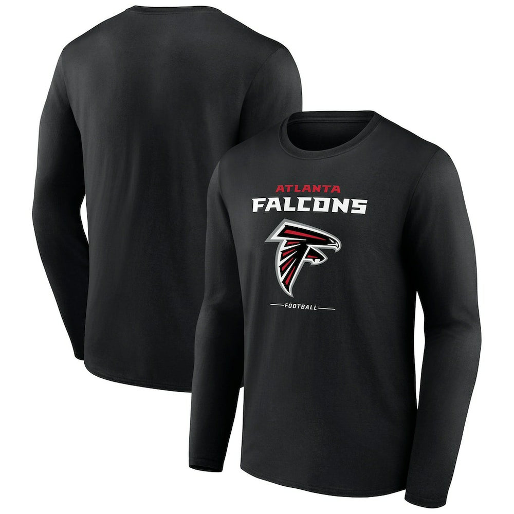Atlanta Falcons Logo Team Lockup Long Sleeve T-Shirt Black - NFL