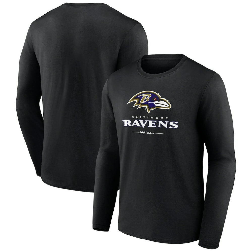 Baltimore Ravens Logo Team Lockup Long Sleeve T-Shirt Black - NFL