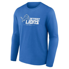 Detroit Lions Logo Team Lockup Long Sleeve T-Shirt Blue - NFL