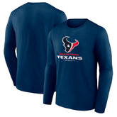 Houston Texans Logo Team Lockup Long Sleeve T-Shirt Navy - NFL