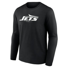 New York Jets Logo Team Lockup Long Sleeve T-Shirt Black - NFL