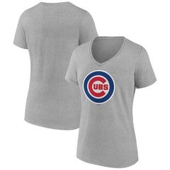 Chicago Cubs Women's Official Logo V-Neck T-Shirt On Sale