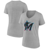 Miami Marlins Women's Official Logo V-Neck T-Shirt Lifestyle