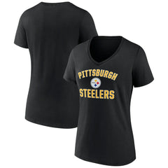 Pittsburgh Steelers Women's Victory Arch Team V-Neck T-Shirt Black - NFL
