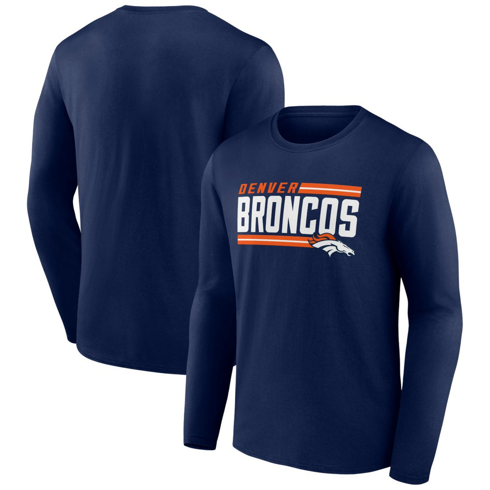 Denver Broncos On Side Stripe Team Long Sleeve T-Shirt Navy - NFL