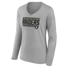 Las Vegas Raiders Women's On Side Stripe Long Sleeve V-Neck T-Shirt Gray - NFL
