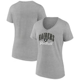 Las Vegas Raiders Women's Victory Script V-Neck T-Shirt Heather Gray - NFL