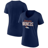 Denver Broncos Women's Nostalgia V-Neck T-Shirt Navy - NFL