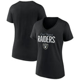 Las Vegas Raiders Women's Nostalgia V-Neck T-Shirt Black - NFL