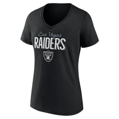 Las Vegas Raiders Women's Nostalgia V-Neck T-Shirt Black - NFL