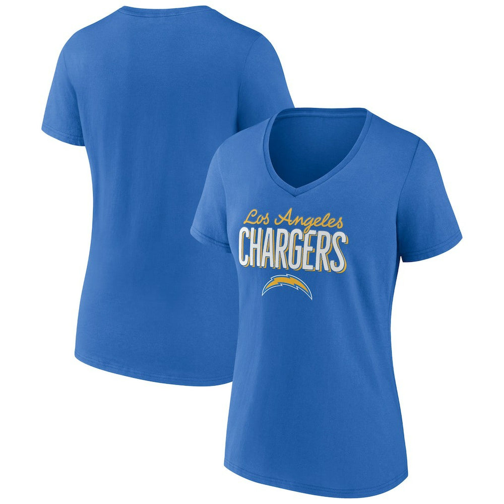 Los Angeles Chargers Women's Nostalgia V-Neck T-Shirt Powder Blue - NFL