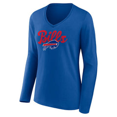 Buffalo Bills Women's Freehand Team Long Sleeve V-Neck T-Shirt Royal - NFL