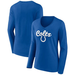 Indianapolis Colts Women's Freehand Team Long Sleeve V-Neck T-Shirt Royal - NFL