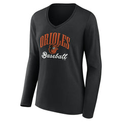 Baltimore Orioles Women's Victory Script Long Sleeve V-Neck T-Shirt Lifestyle