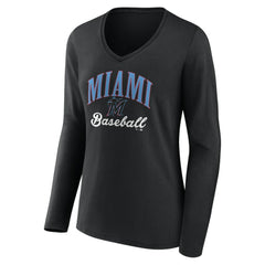 Miami Marlins Women's Victory Script Long Sleeve V-Neck T-Shirt Online