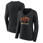 San Francisco Giants Women's Victory Script Long Sleeve V-Neck T-Shirt Sale