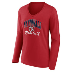 Washington Nationals Women's Victory Script Long Sleeve V-Neck T-Shirt Near Me