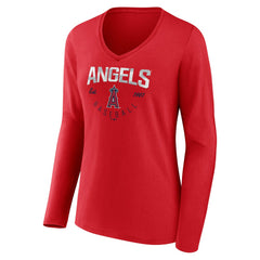 Los Angeles Angels Women's Live For It Long Sleeve Long Sleeve V-Neck T-Shirt On Sale