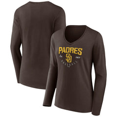 San Diego Padres Women's Live For It Long Sleeve Long Sleeve V-Neck T-Shirt On Sale