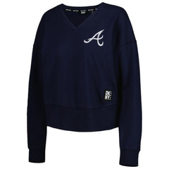 Atlanta Braves DKNY Sport Women's Lily V-Neck Pullover Sweatshirt Clearance