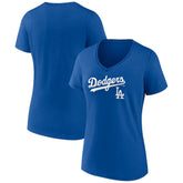 Los Angeles Dodgers Women's Lockup V-Neck T-Shirt Sale