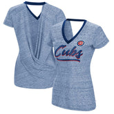 Chicago Cubs Touch Women's Halftime Back Wrap Top V-Neck T-Shirt Near Me
