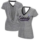 Colorado Rockies Touch Women's Halftime Back Wrap Top V-Neck T-Shirt On Sale