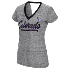 Colorado Rockies Touch Women's Halftime Back Wrap Top V-Neck T-Shirt On Sale