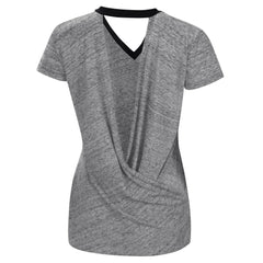 Miami Marlins Touch Women's Halftime Back Wrap Top V-Neck T-Shirt Clearance