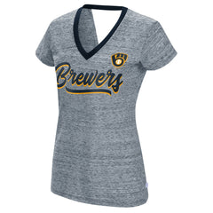 Milwaukee Brewers Touch Women's Halftime Back Wrap Top V-Neck T-Shirt for sale