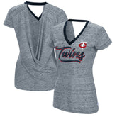 Minnesota Twins Touch Women's Halftime Back Wrap Top V-Neck T-Shirt for sale